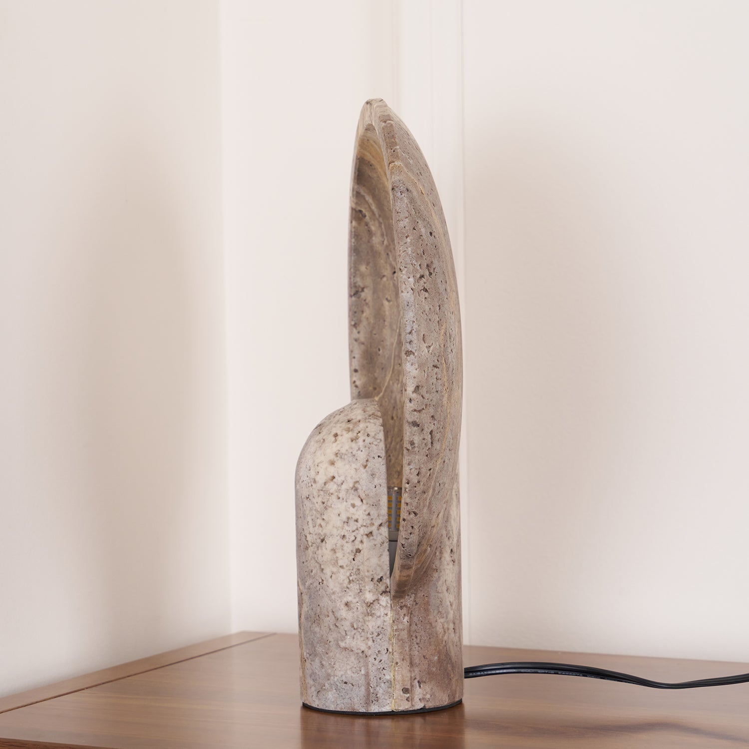 Wabi-sabi Stil Eclipse Stein-Travertin-Tischlampe M03 | Esilora