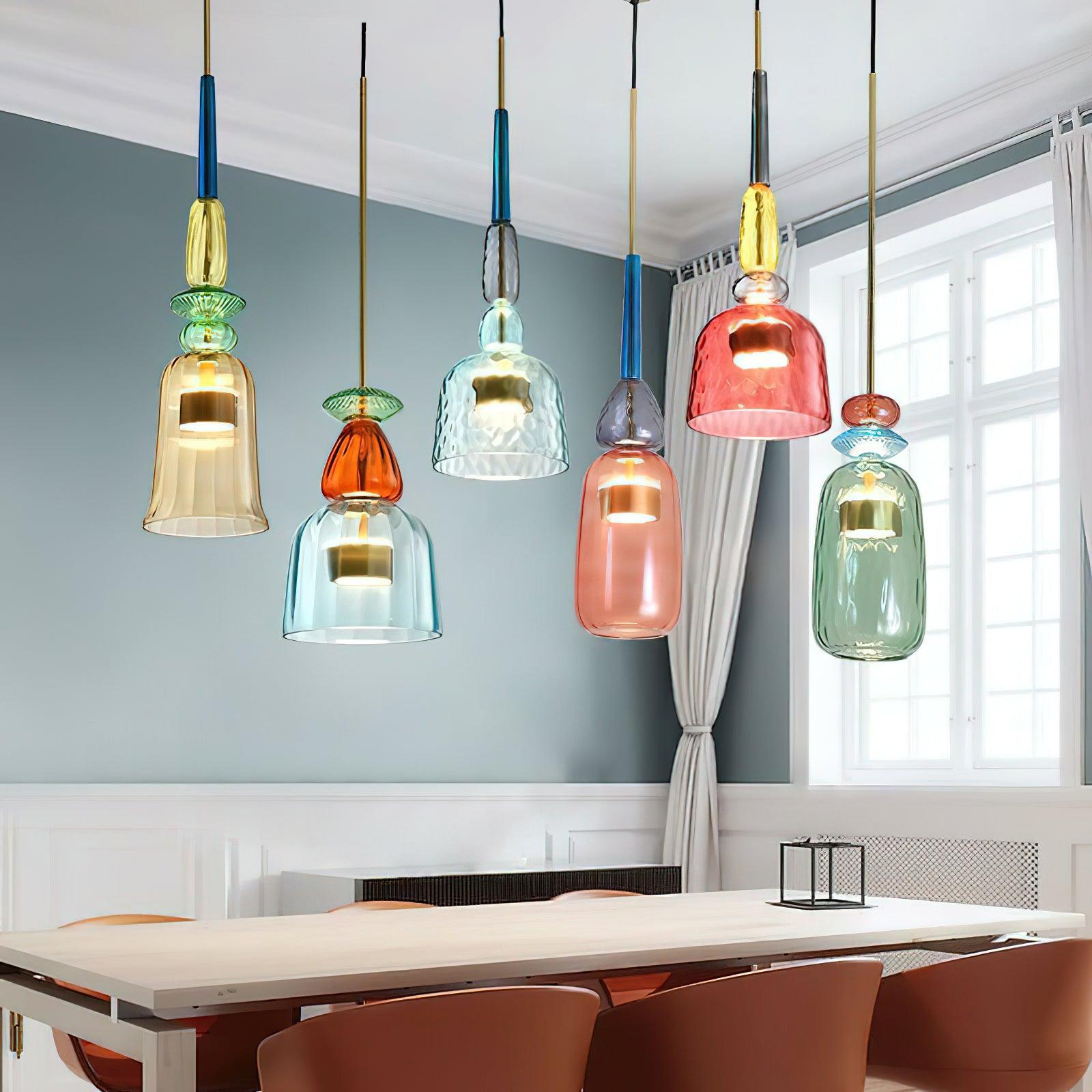 Hand Blown Glass Pendant Lamp - Colorful Candy Iron Mixed Color Indoor | Esilora