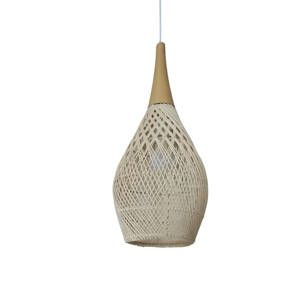 Ręcznie wykonana wisząca lampa z rattanu w formie gobelinu | Esilora
