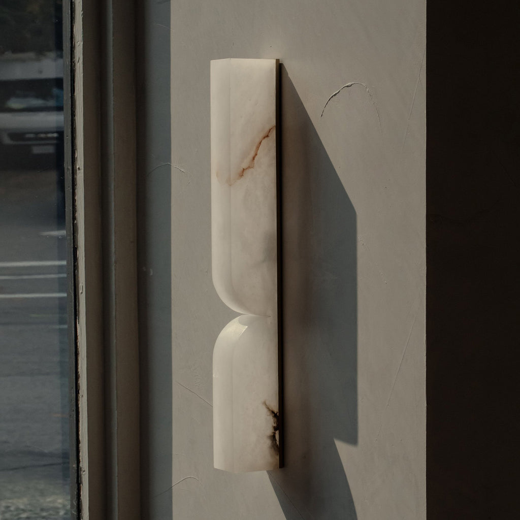 Moderne rechteckige Alabaster-Wandleuchte – Minimalistische Leuchte für Schlafzimmer Flur Wohnzimmer | Esilora