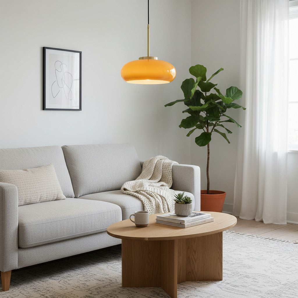 Havelo rund pendellampe i glas – Bauhaus-pendellampe til hjemmet N51 | Esilora
