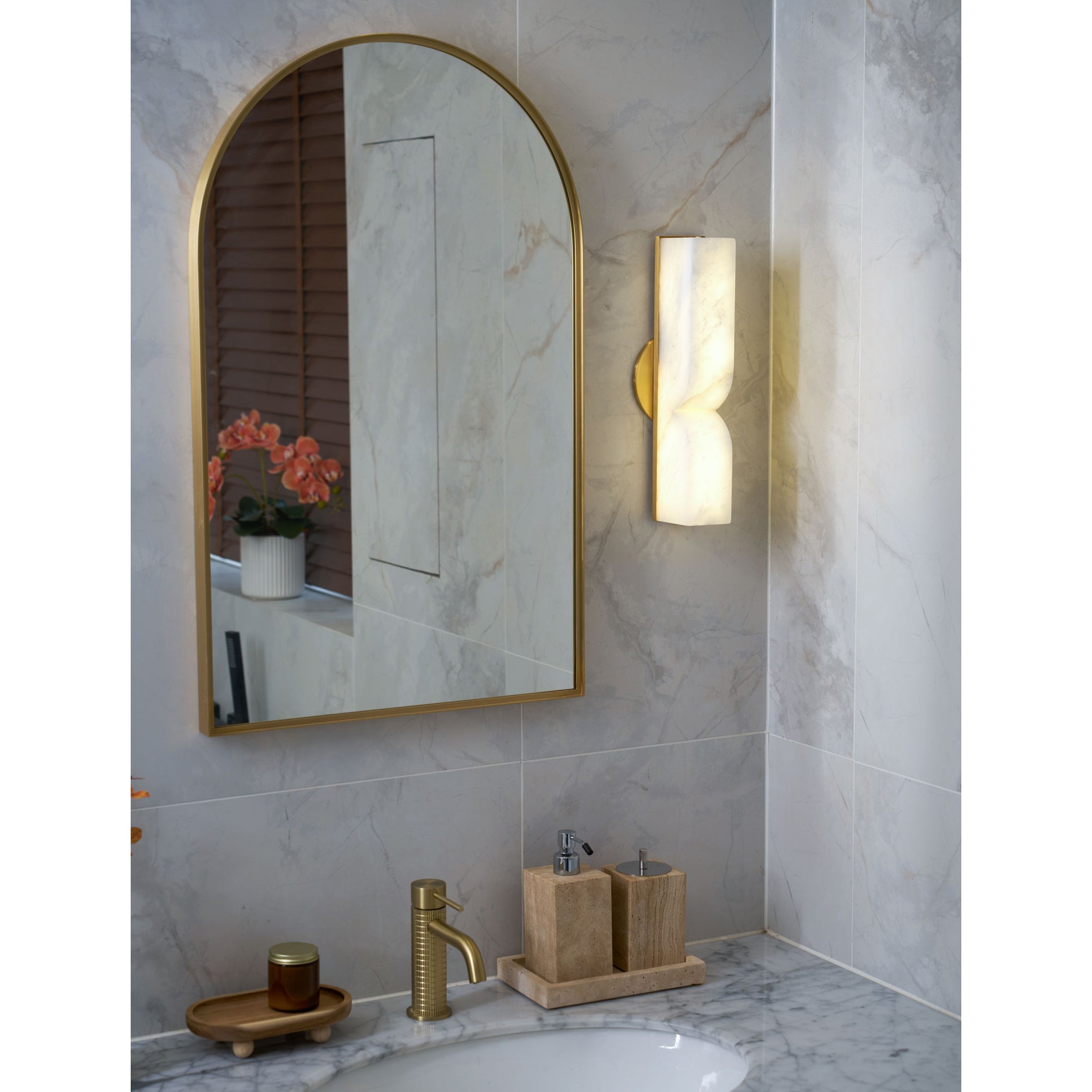 Moderne rechteckige Alabaster-Wandleuchte – Minimalistische Leuchte für Schlafzimmer Flur Wohnzimmer | Esilora