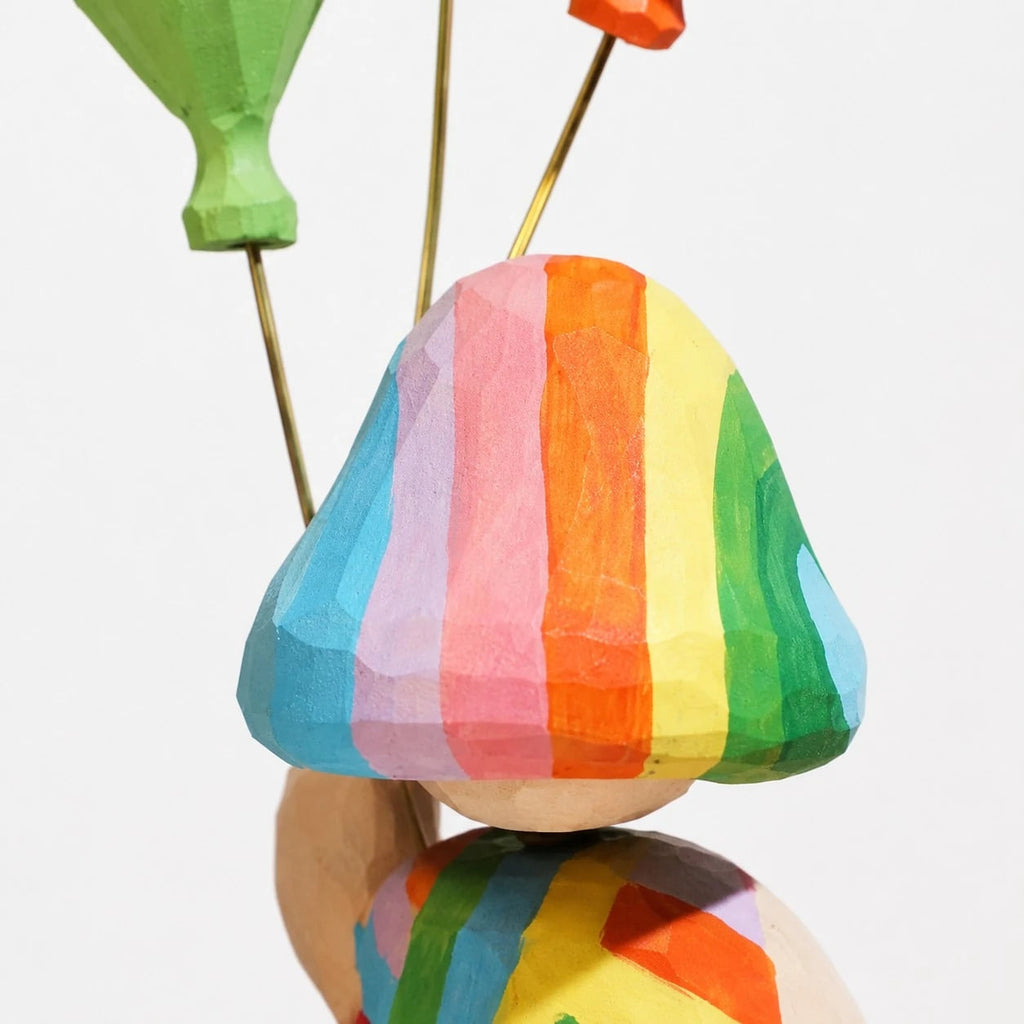 Rainbow Balloon Girl Wooden Figurine | Esilora