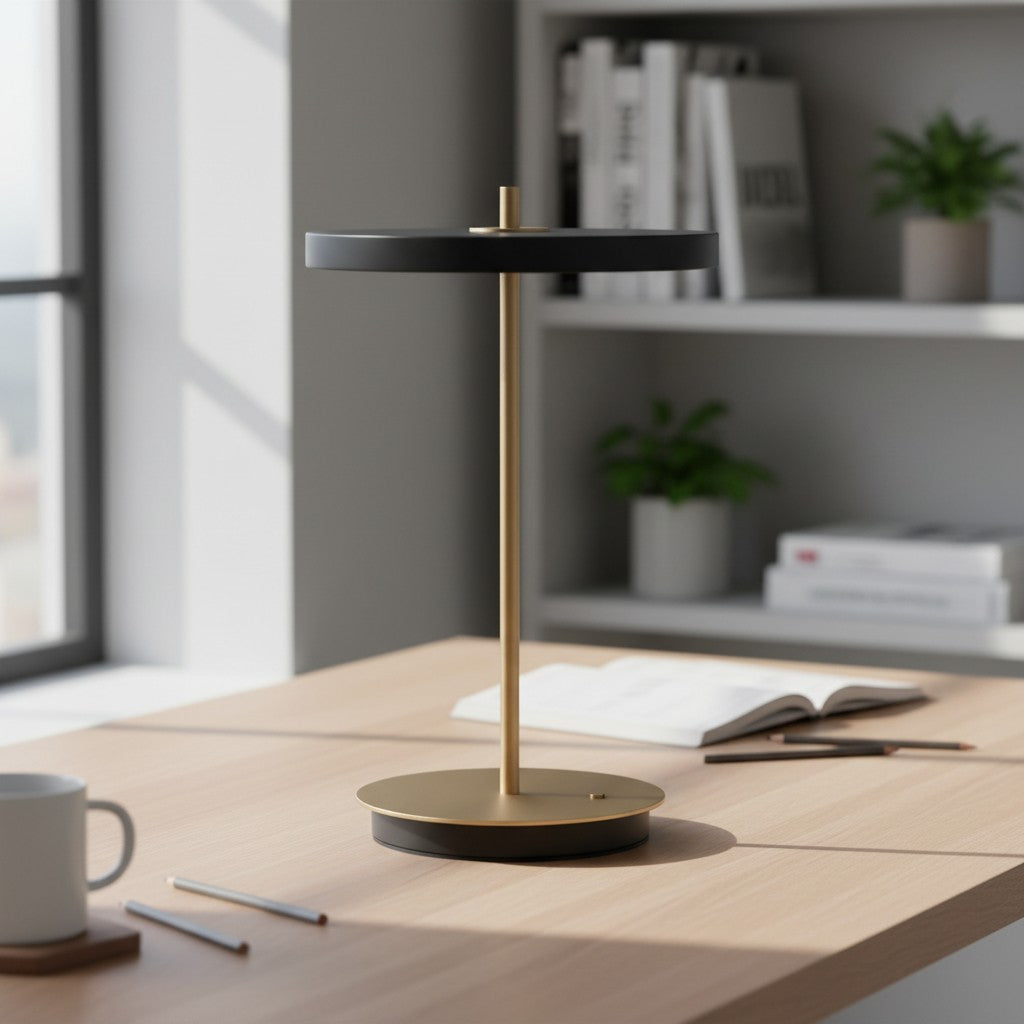 Astris Sculptural Modern Minimalist Metal Table Lamp for Living Room and Office | Esilora
