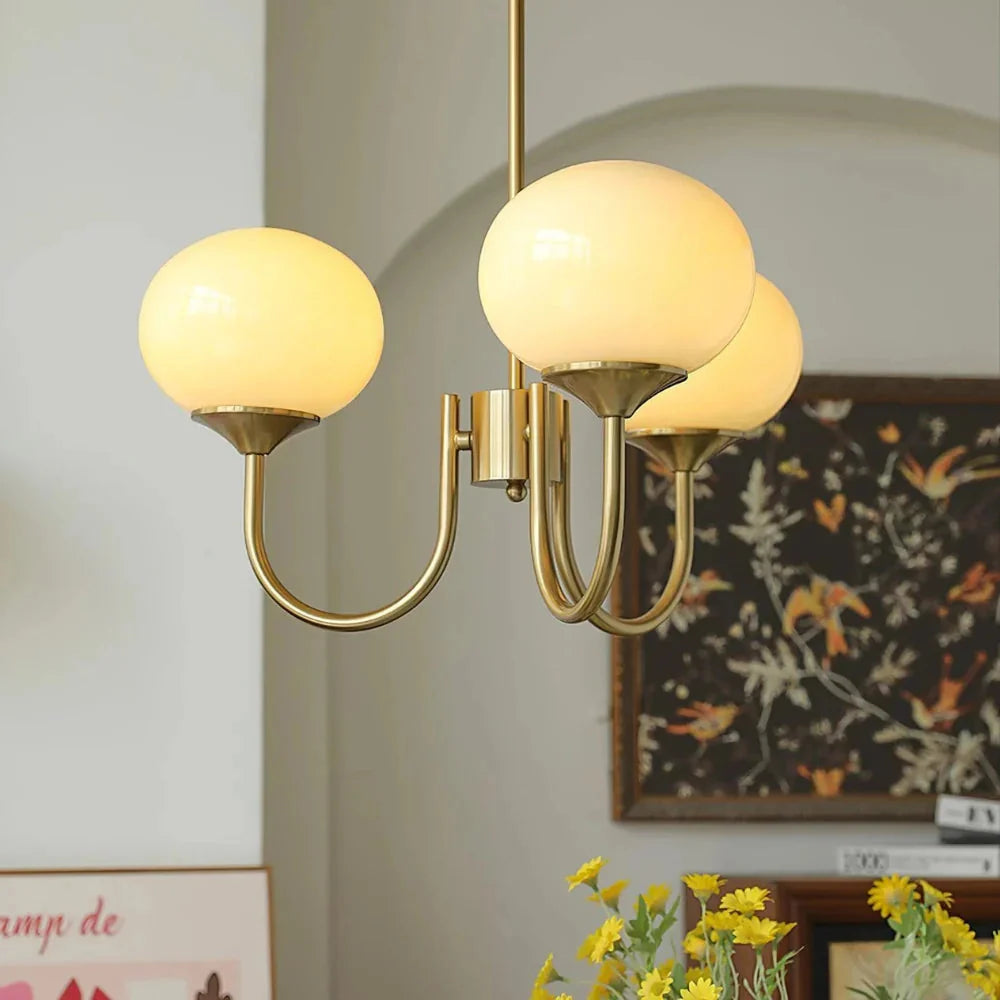 Javina Glass Cluster Chandelier - Iron Rounded Globe Modern Fixture for Dining Room and Living Rooms | Esilora
