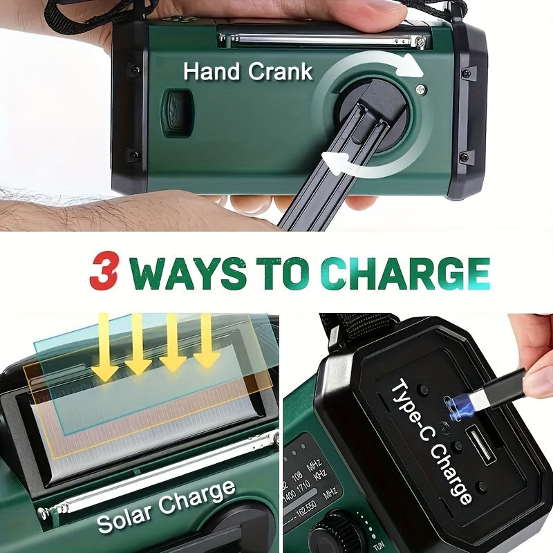 Portable Emergency Radio featuring Flashlight and USB Charging - Esilora