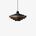 Suspension contemporaine à étages Layervelle – Lampe sculpturale suspendue en bois et métal pour les espaces de vie | Esilora