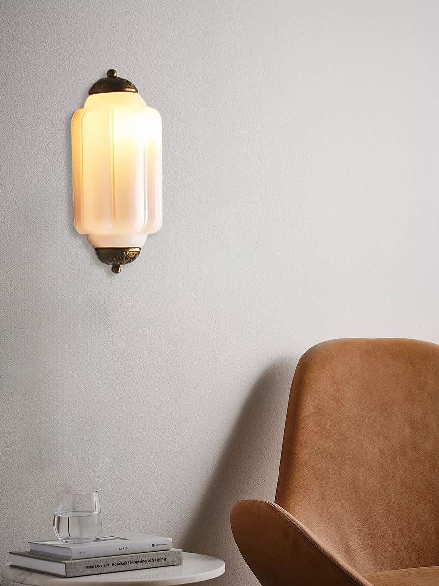 Vintage Milk Glass Flush Eloise Wall Sconce for Bedside Hallway | Esilora
