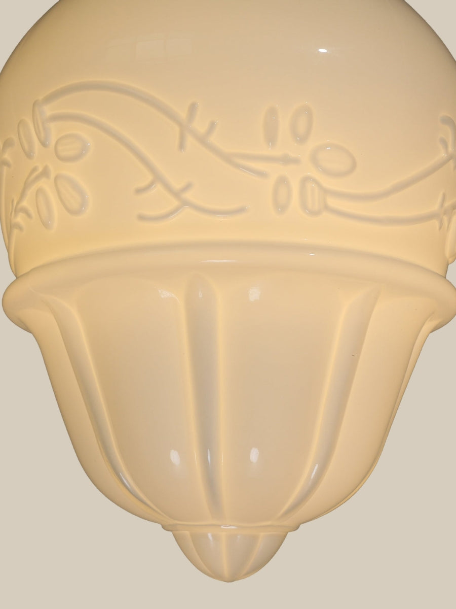 Art Deco Flower Bud Milk Glass Fixed Ceiling Light | Esilora
