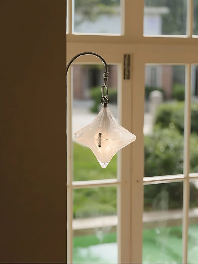 Art Deco Star Wall Sconce - Frosted Glass Light for Hallway - Astris Selene | Esilora