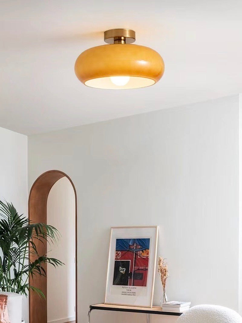 Retro Brass Bauhaus Glass Disc Ceiling Lamp | Esilora