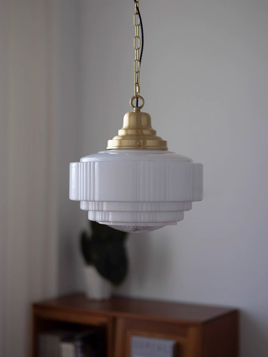 Opalume Glas-Pendelleuchte – Vintage Milchglas-Pendelleuchte im Art-Deco-Stil | Esilora