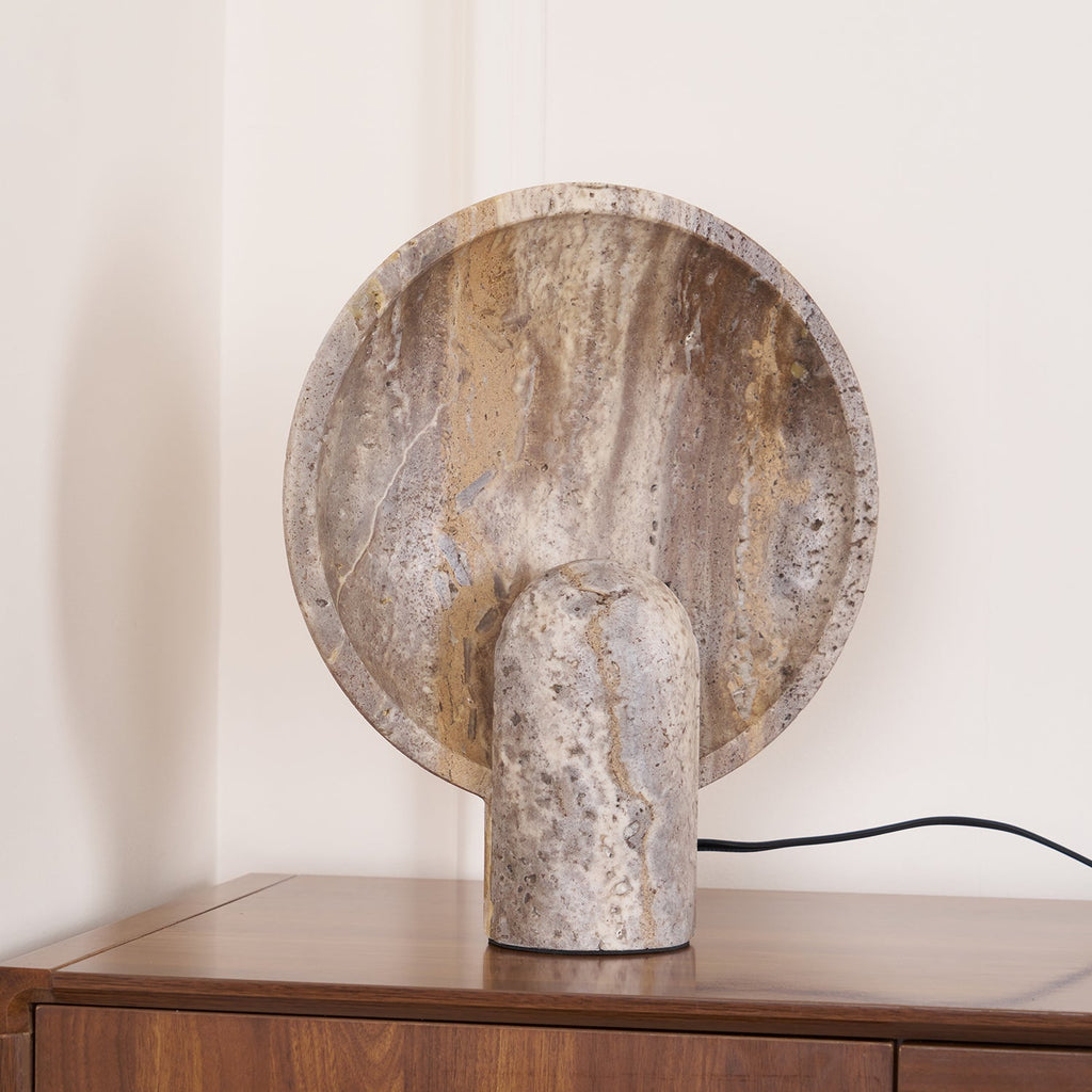 Wabi-sabi Stil Eclipse Stein-Travertin-Tischlampe M03 | Esilora