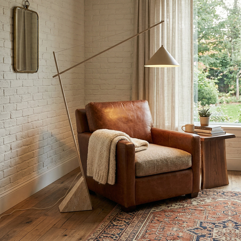 Grande Travertine Floor Lamp | Esilora