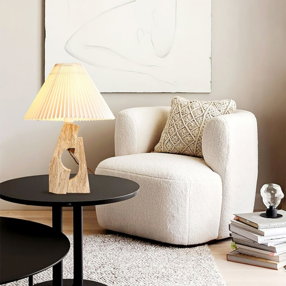 Moderne künstlerische Steinsäulen-Tischlampe Travertin M05 | Esilora