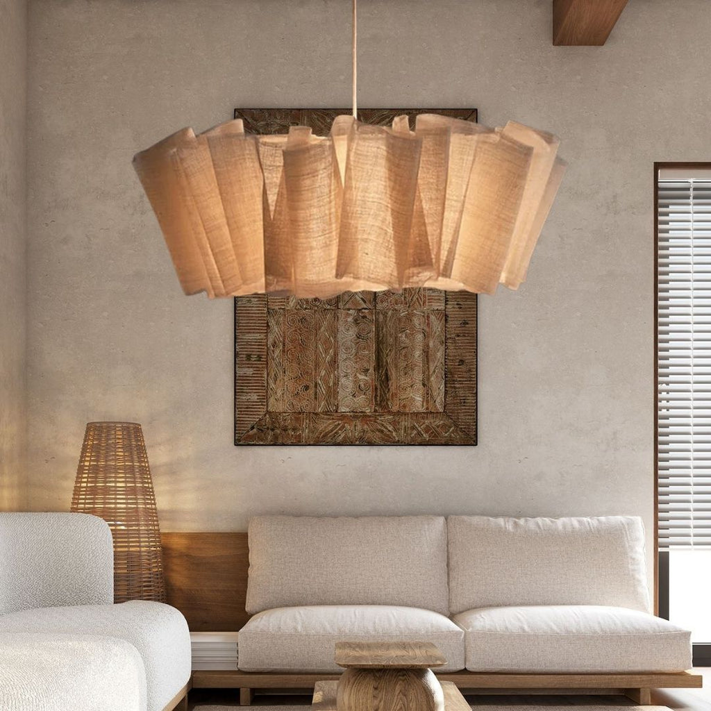 Oslan Pleated Fabric Pendant – Nordic Minimal Style Lighting for Dining Room | Esilora