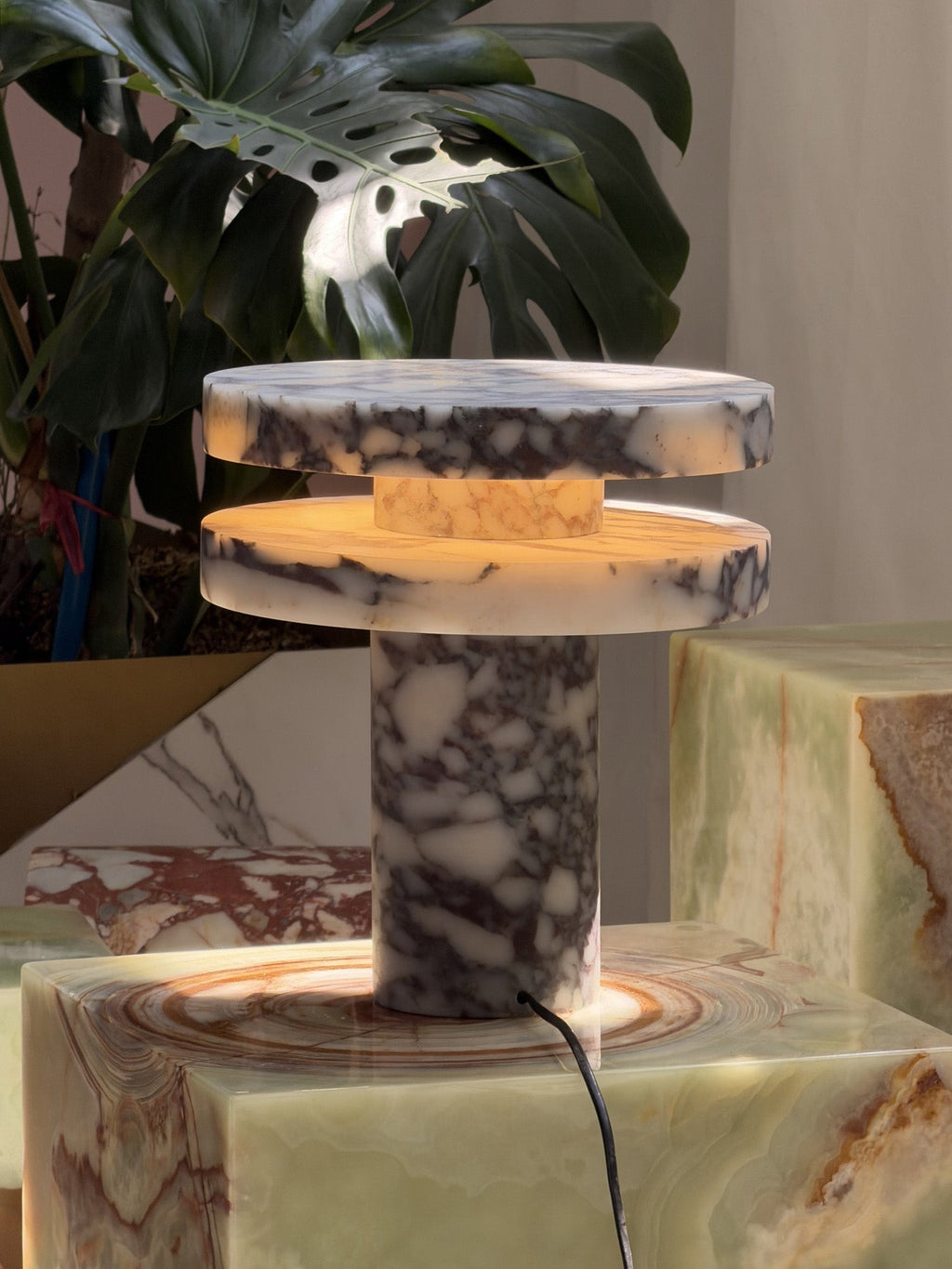 Modern Sculptural Table Lamp with Cylindrical Base Design for Bedroom Bedside and Living Room Use | Esilora