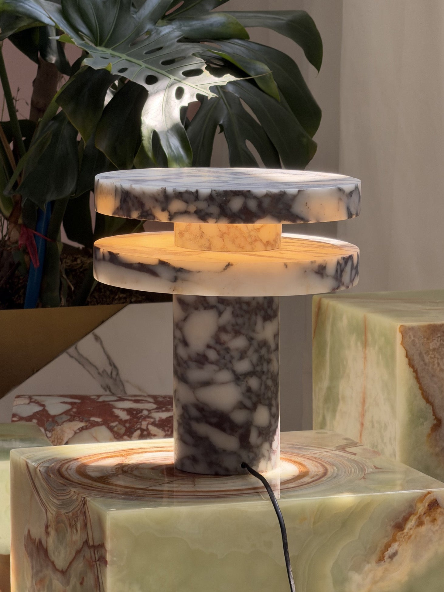 Modern Sculptural Table Lamp with Cylindrical Base Design for Bedroom Bedside and Living Room Use | Esilora