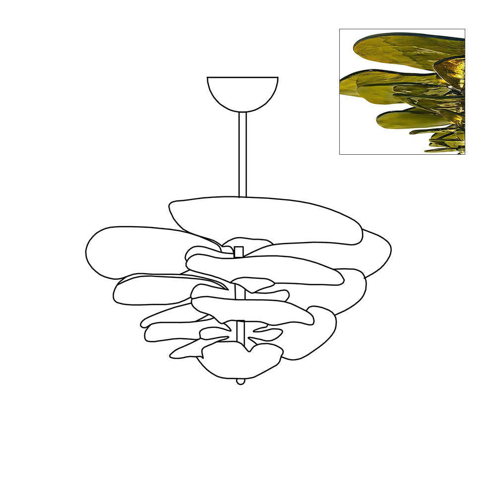 Lotus Leaf Layered Glass Chandelier | Esilora