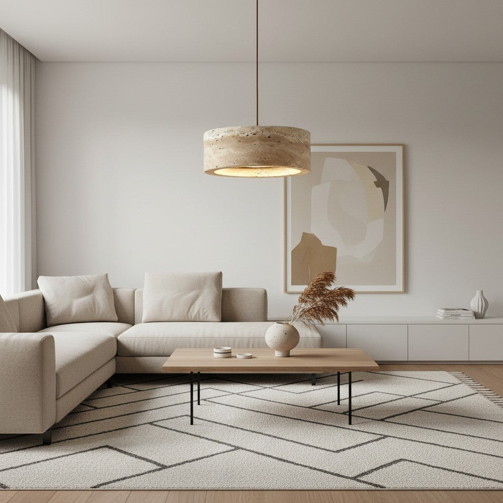 Kairis Travertine Natural Stone Pendant Light - Vintage Style Lighting for Dining and Living Spaces | Esilora