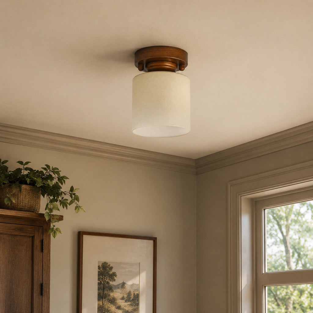Gradient Yellow Glass Metal Flush Mount Ceiling Light | Esilora