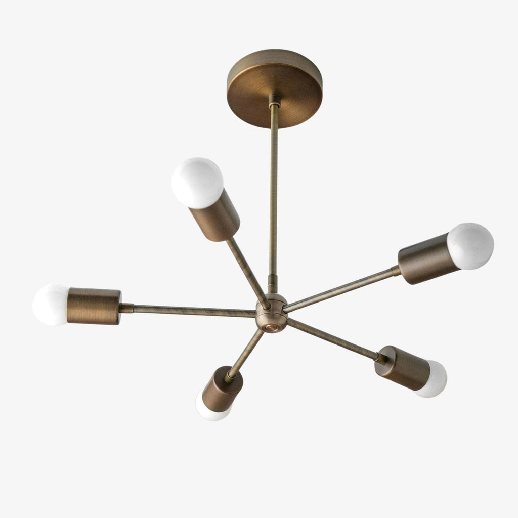 Mobilux Line Mid-Century Gold Sputnik Kronleuchter – Halbeinbau geometrische Messingleuchte | Esilora