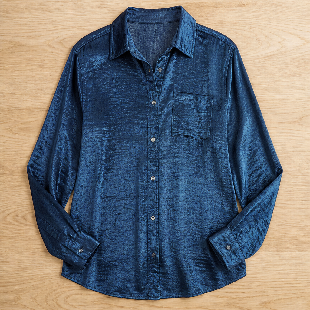 SilkenAura Mercerized Lapel Shirt — Glow with Effortless Elegance and All-Day Confidence - Esilora