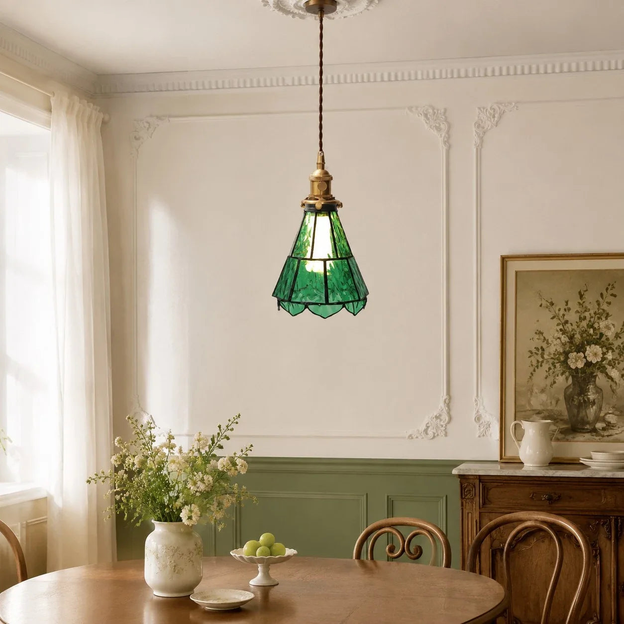 Lampada da parete in ottone e vetro ondulato in stile country francese | Esilora