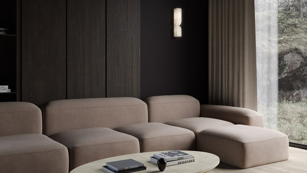 Moderne rechteckige Alabaster-Wandleuchte – Minimalistische Leuchte für Schlafzimmer Flur Wohnzimmer | Esilora