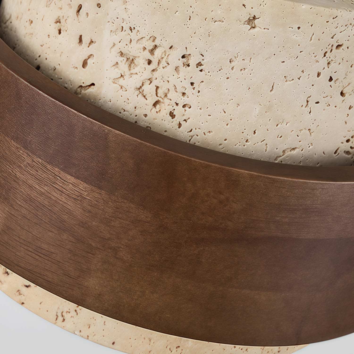 MokuStone Wabi Sabi Travertine Ceiling Lamp - Textured Stone Flush Mount Lighting for Home | Esilora