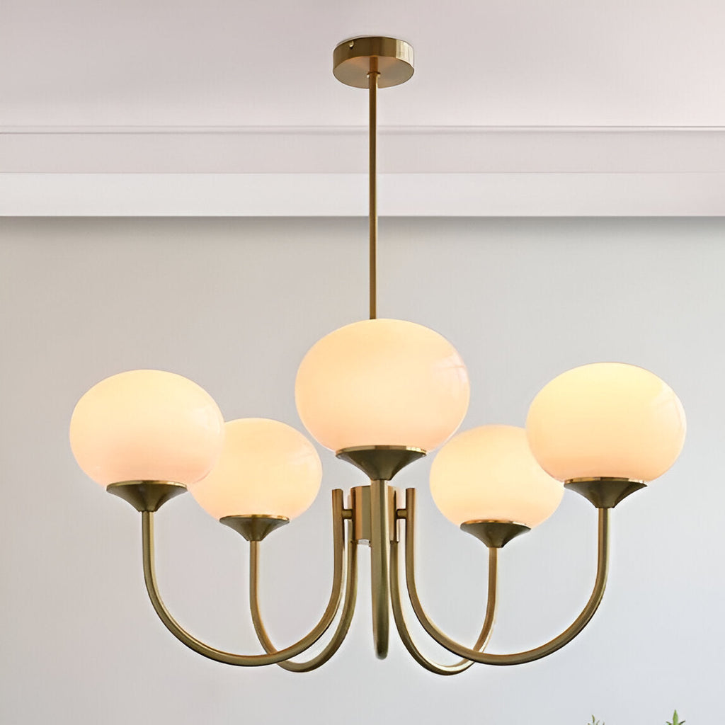 Javina Glass Cluster Chandelier - Iron Rounded Globe Modern Fixture for Dining Room and Living Rooms | Esilora