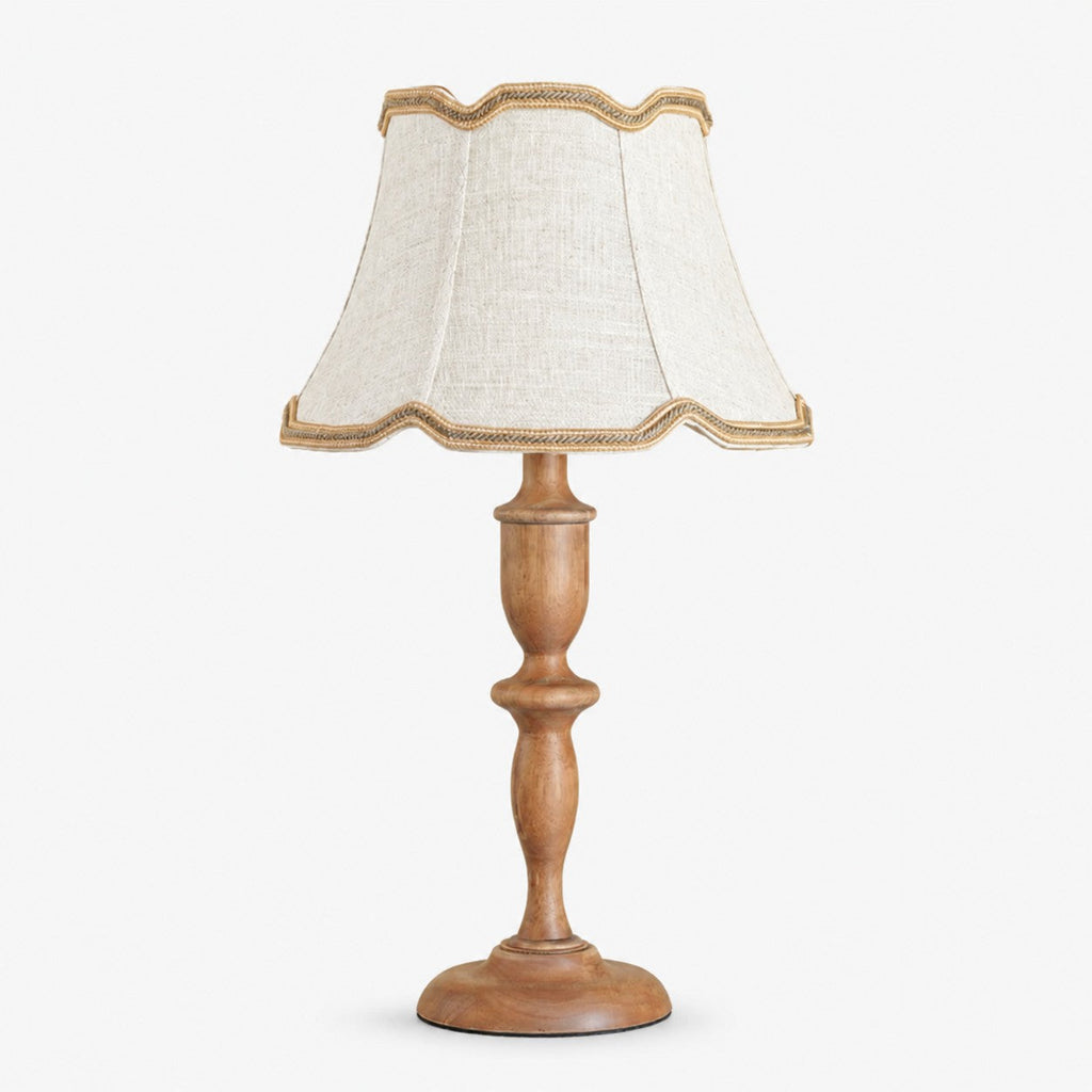 Vintage Fabric Table Lamp with Scalloped Shade | Esilora