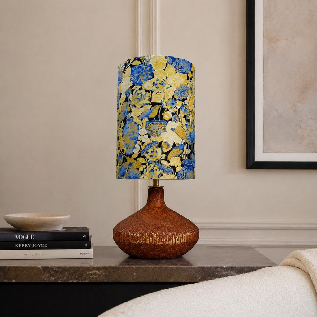 Liberty-Style Fabric Shade Ceramic Table Lamp for Bedside Ambient Lighting | Esilora