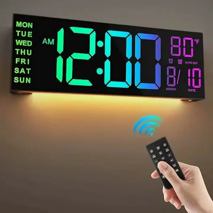 Oversized RGB Digital Wall Clock - Esilora
