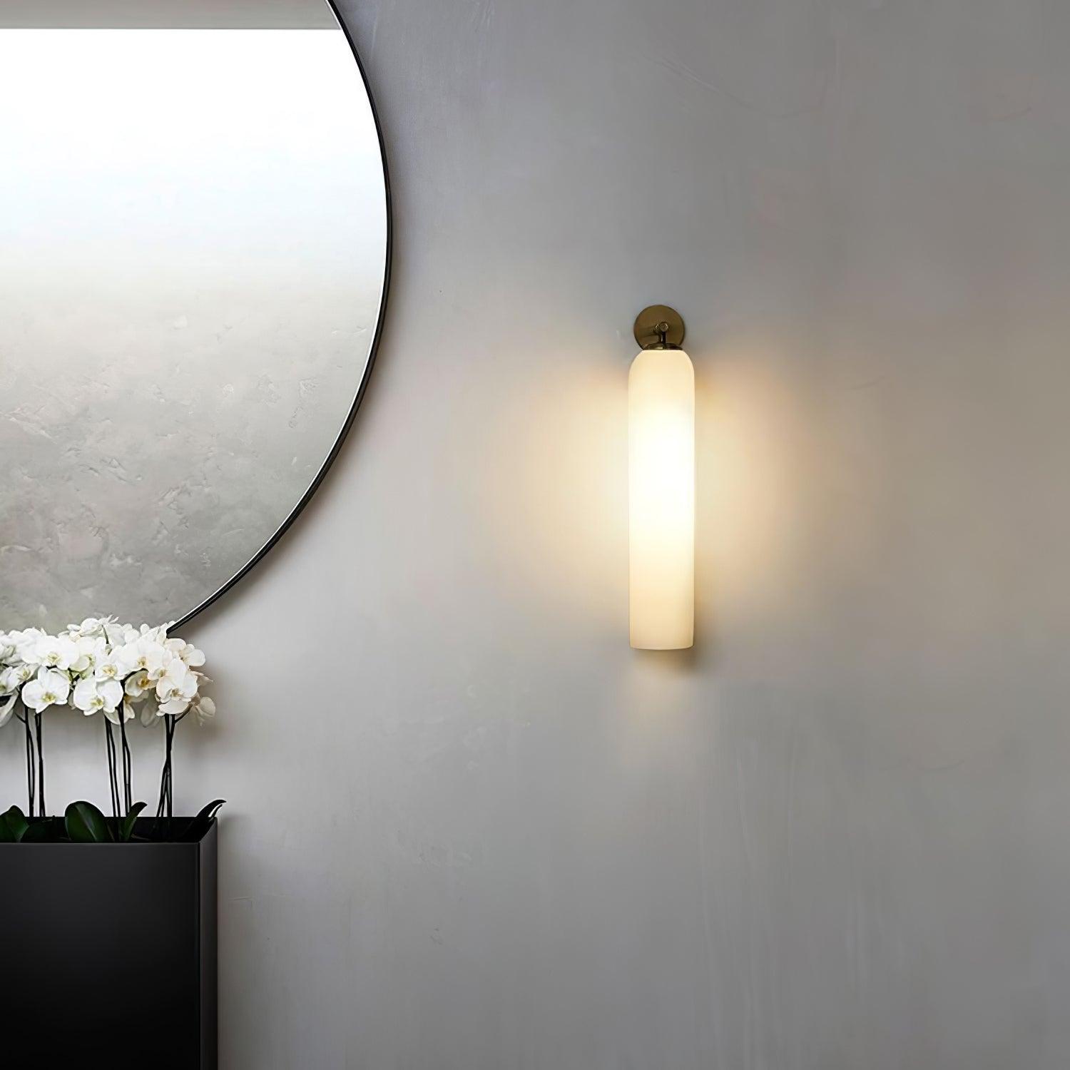 Art Glass Sconce Sand Nickel Smoke Gray Damp-rated LED Wall Light | Esilora