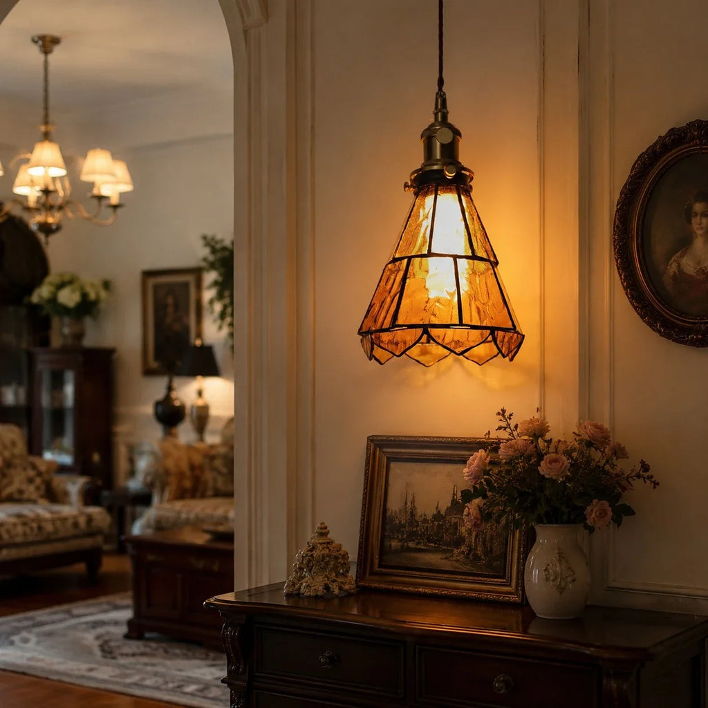 Lampada da parete in ottone e vetro ondulato in stile country francese | Esilora