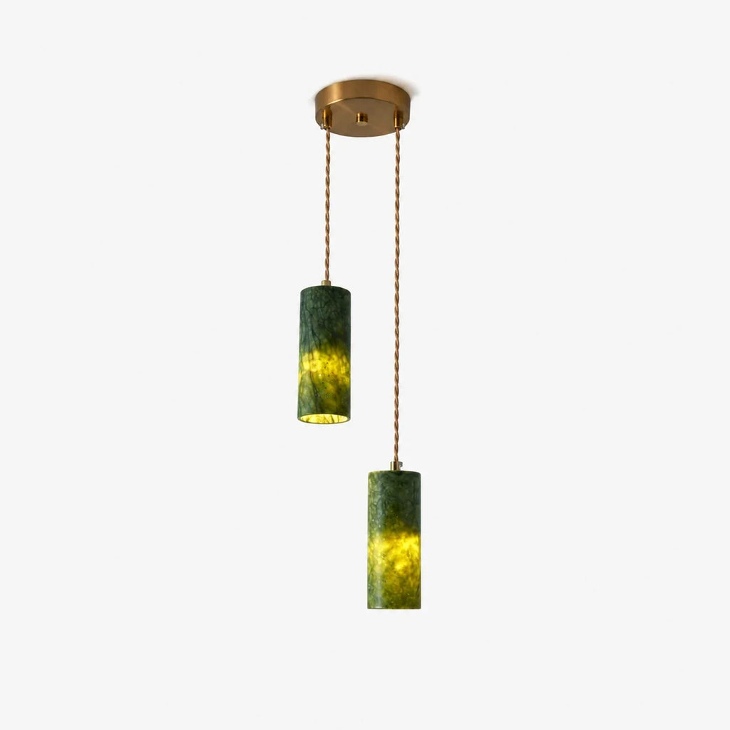 Závěsná lampa ve tvaru válce ze zeleného nefritu | Esilora