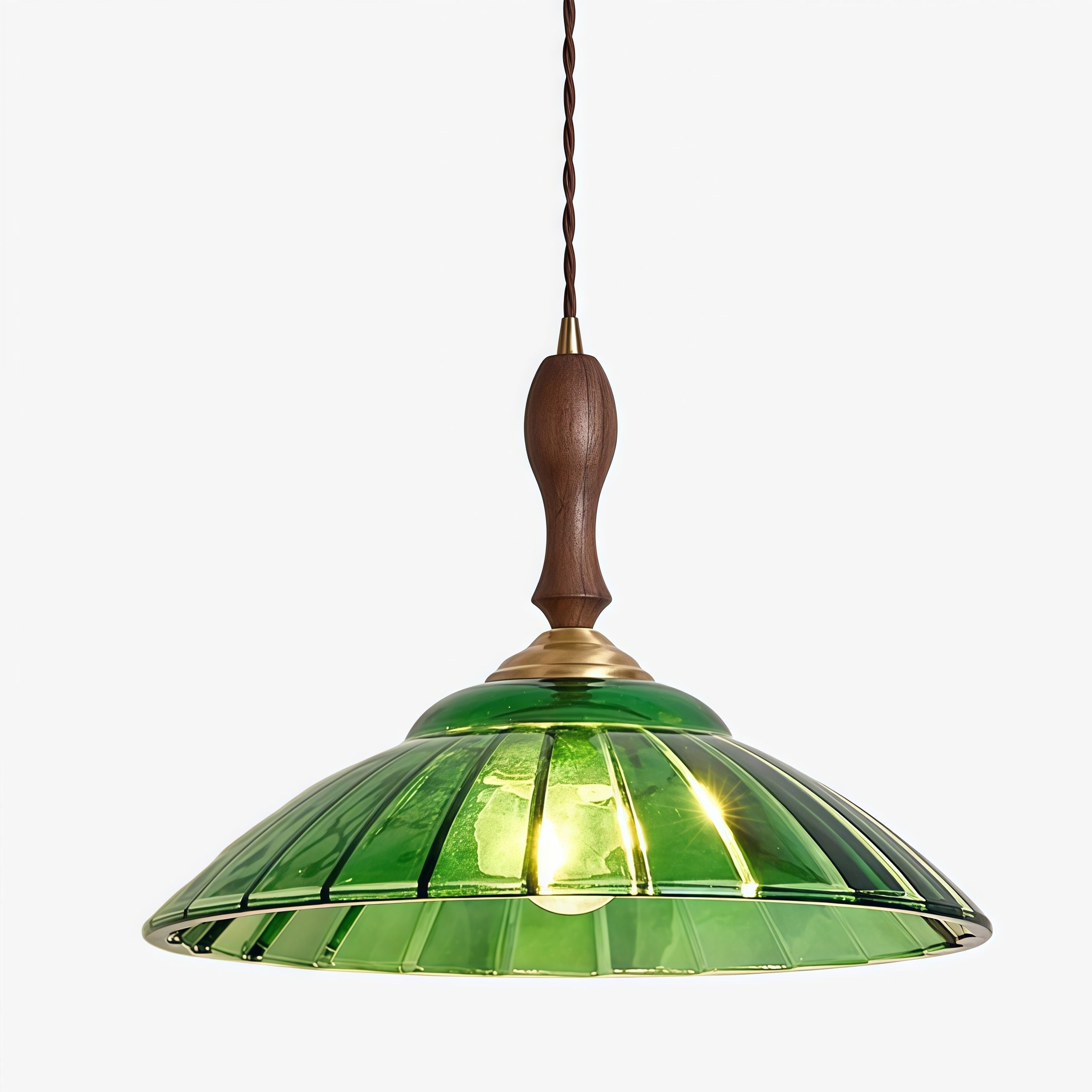 Elunaris Vintage Trumpet Shape Pendant Light with Green Glass Shade for Dining Room | Esilora