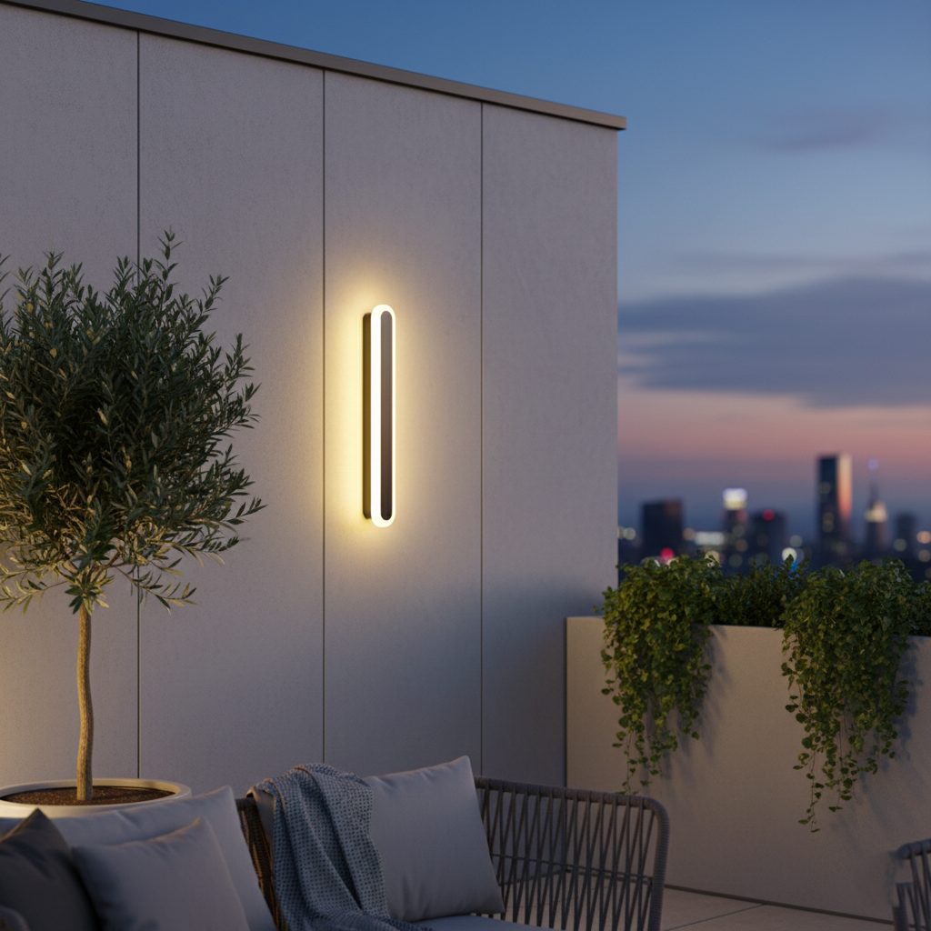 Lampada da parete da esterno ovale minimalista in metallo Edge IP65 impermeabile | Esilora