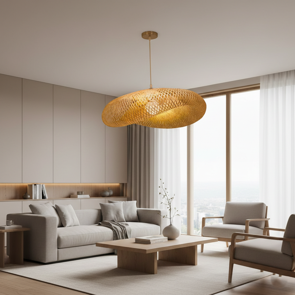 Aira Handwoven Natural Bamboo Pendant Light | Esilora