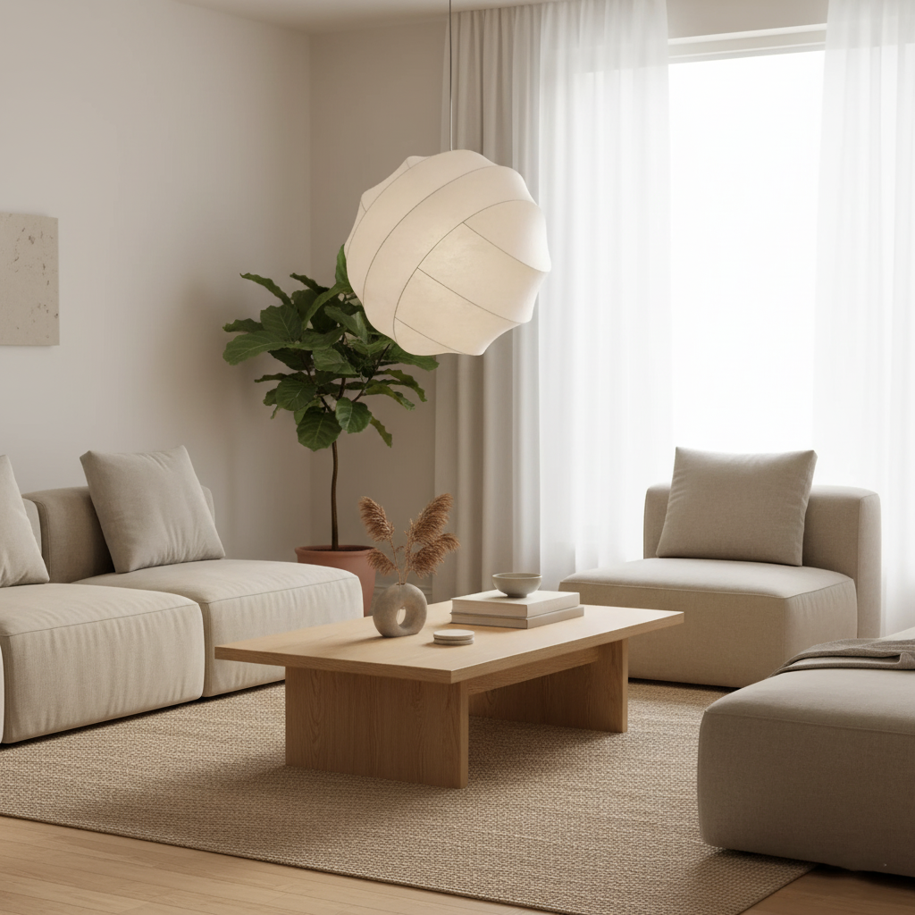 Wabi Sabi Silk Ball Japandi Pendant Light | Esilora