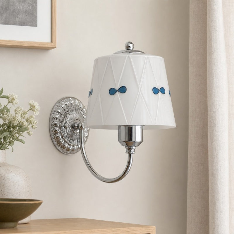 Kallera Billa Bow Knot Glass Wall Sconce - French Vintage Metal and Glass Wall Lamp for Bedroom and Hallway | Esilora