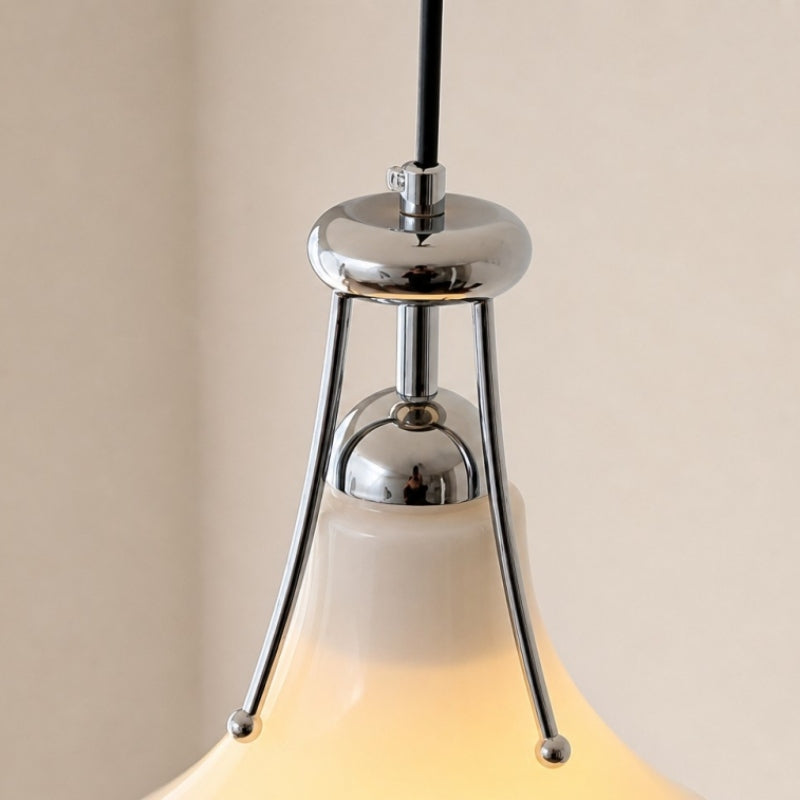 Suspension Kallera - Verre blanc et chrome, style magnolia, pour chambre et couloir | Esilora