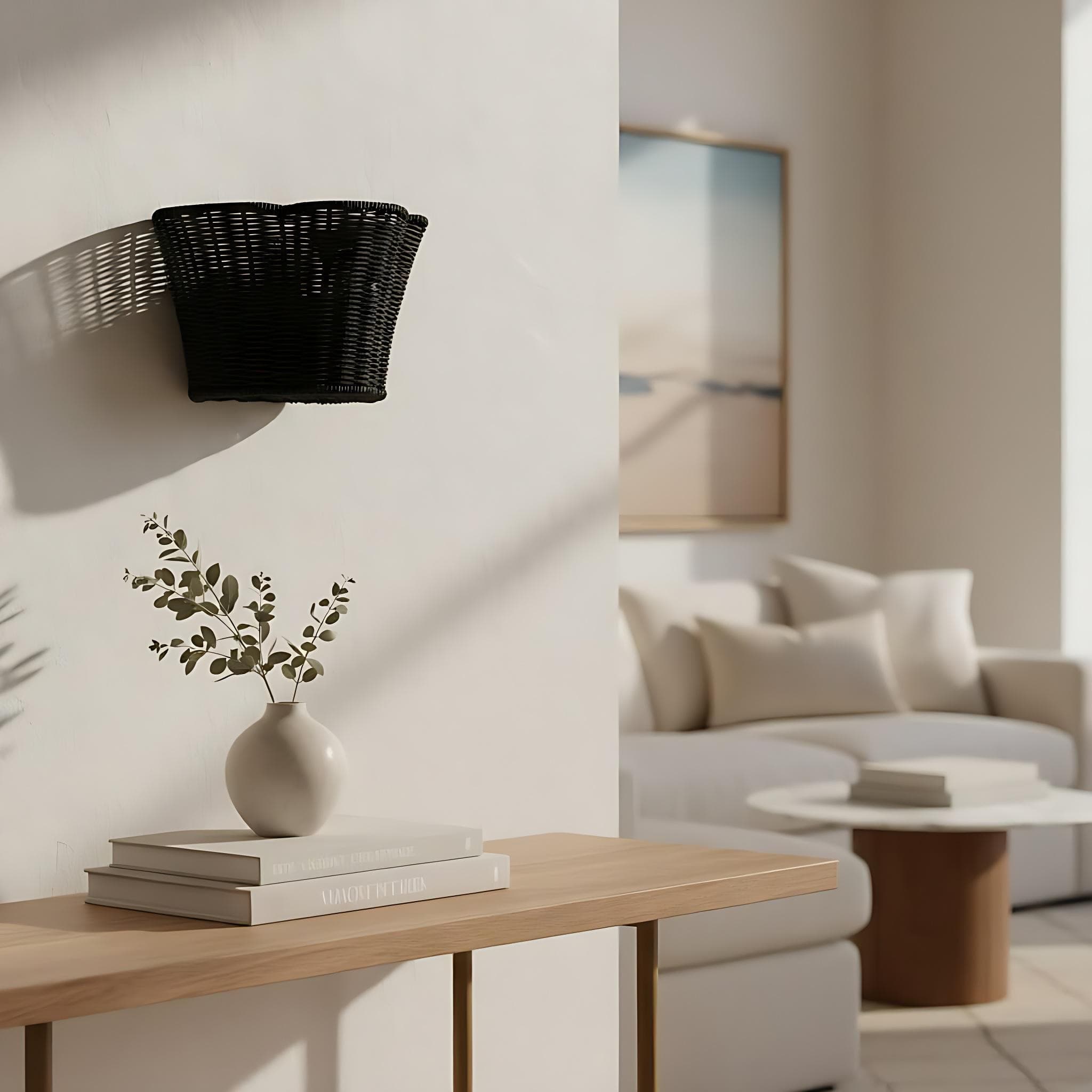 Wickara Geflochtene Wandlampe – Wellenförmiger Korbschirm Wandlicht für Schlafzimmer | Esilora