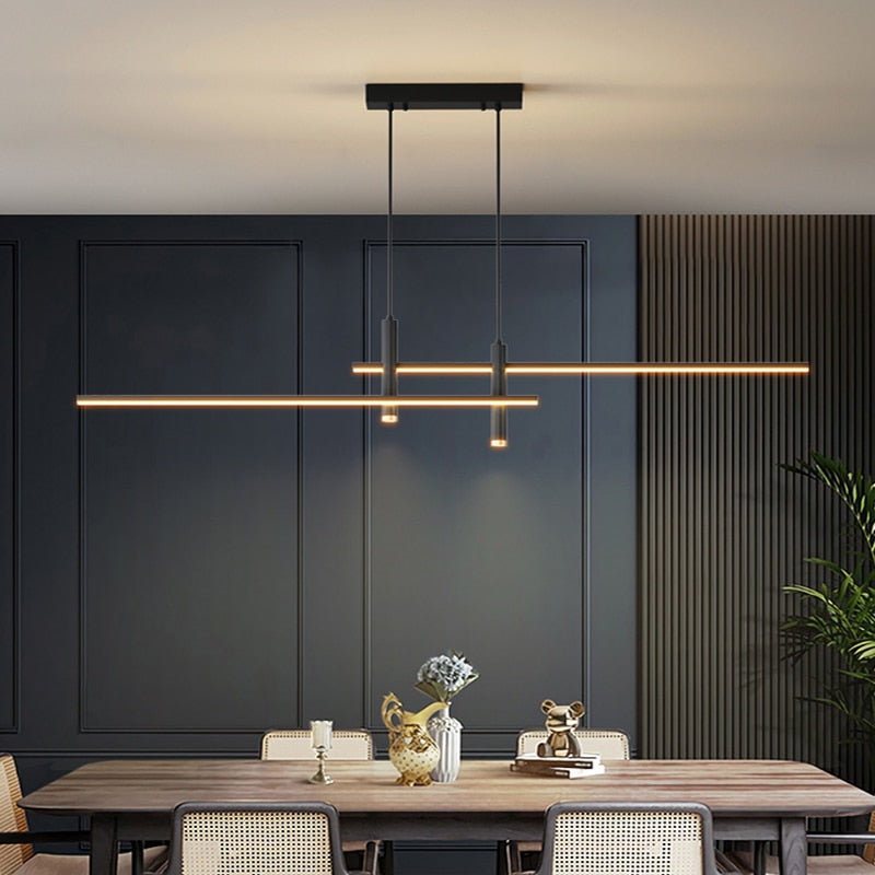 Sirosta metallista valmistettu lineaarinen LED-riippuvalaisin – moderni minimalistinen tyyli | Esilora