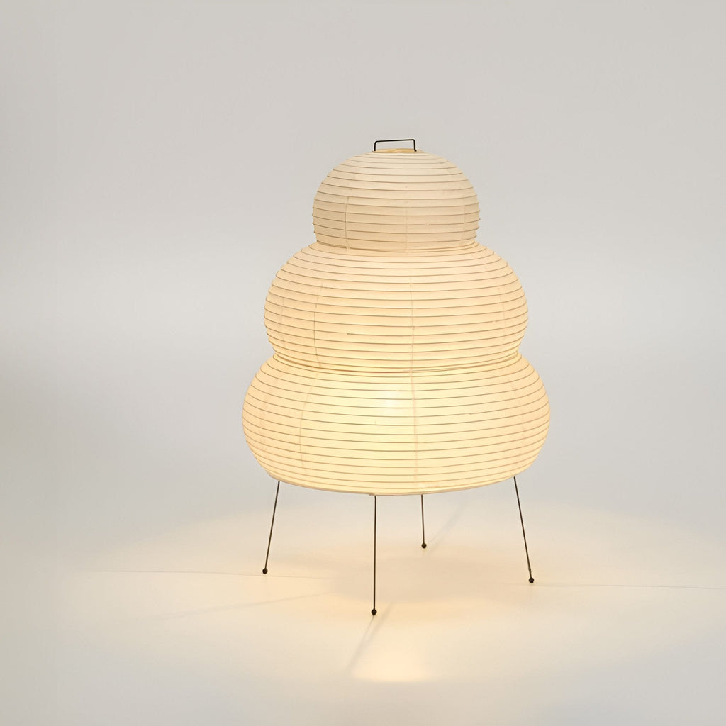 Lampada da tavolo giapponese wabi-sabi in carta di riso bianca | Esilora