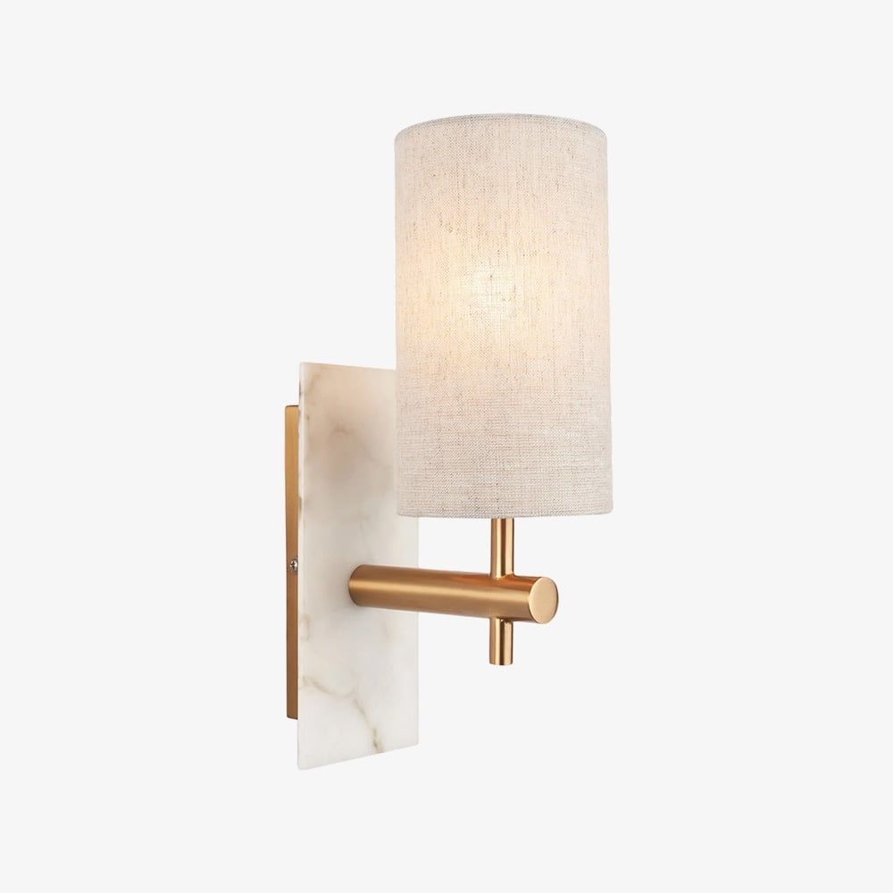 Mavora Leinen-Schirm Wandlampe mit Steinrückplatte – Elegante Schlafzimmer-Wandlampe | Esilora