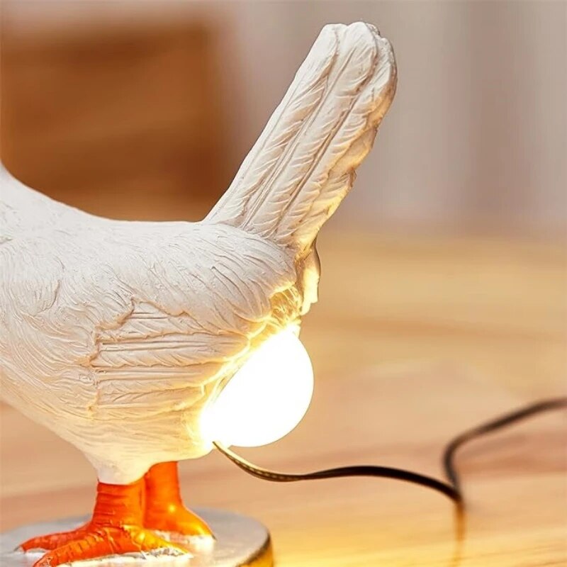 LED Chicken Figurine Table Lamp — Night Light Accent
