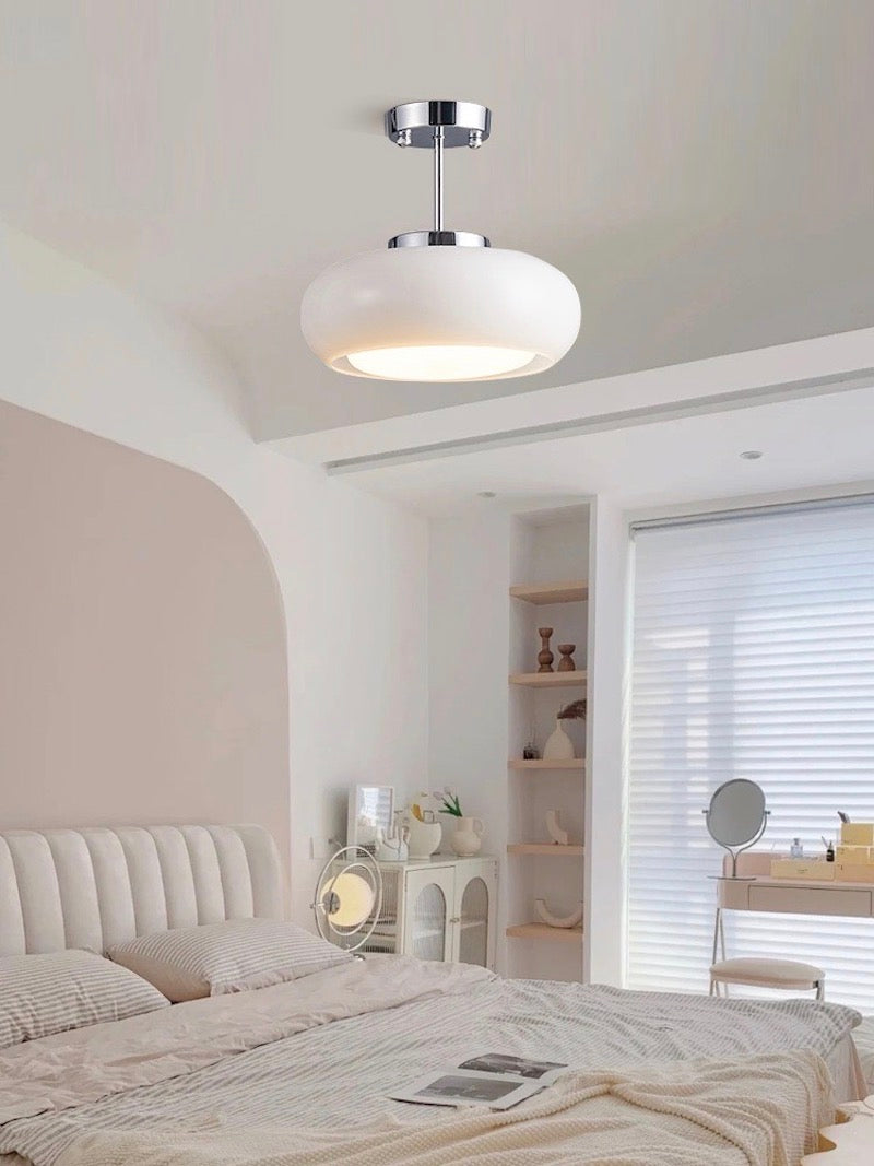 Retro Brass Bauhaus Glass Disc Ceiling Lamp | Esilora