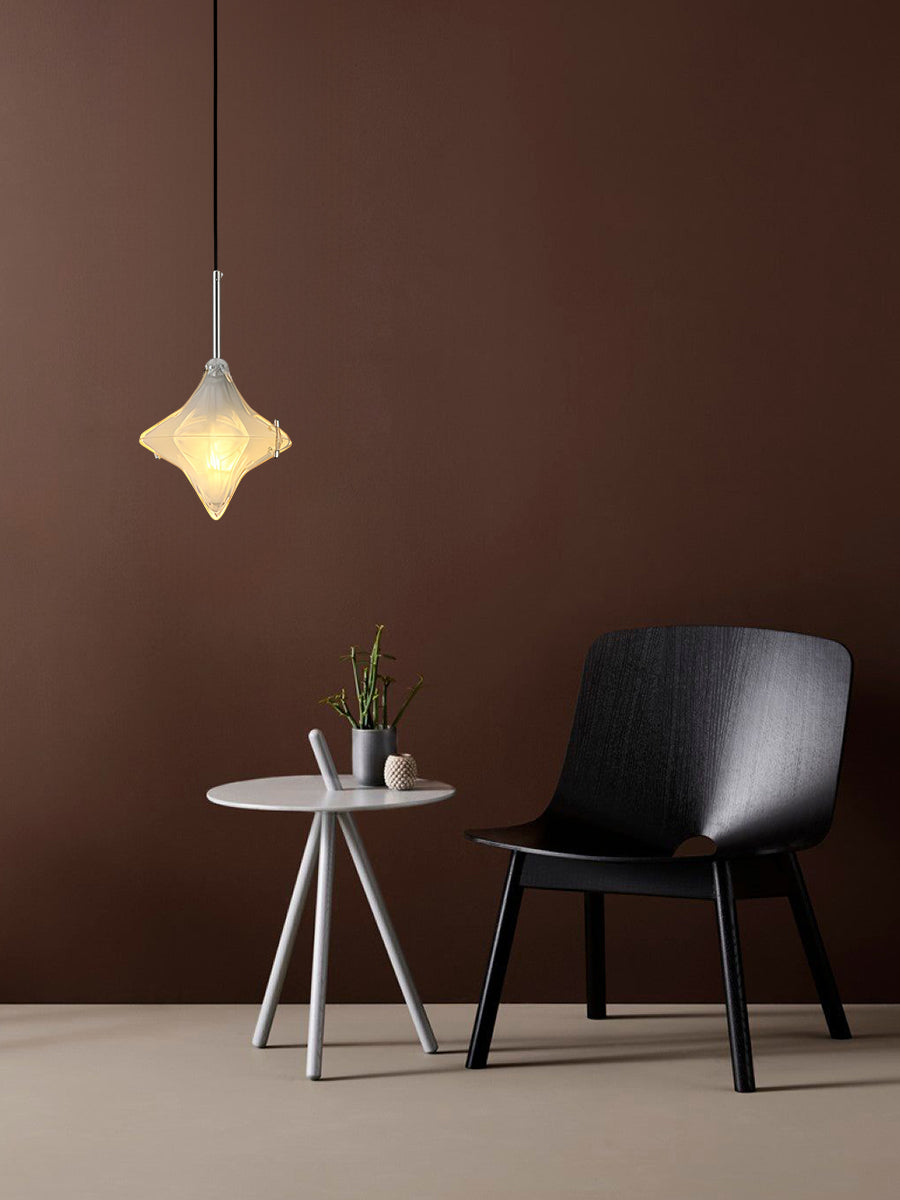Art Deco Star Pendant Light - Frosted Glass Pendant with Geometric Style - Astris Elara | Esilora